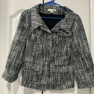 White House Black Market Women’s Black, White, Teal Blazer- Size 8
